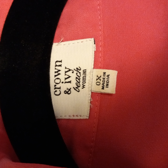Crown & Ivy Beach Woman Pink Long-Sleeve Button-Down Shirt Size 0X - Picture 3 of 4
